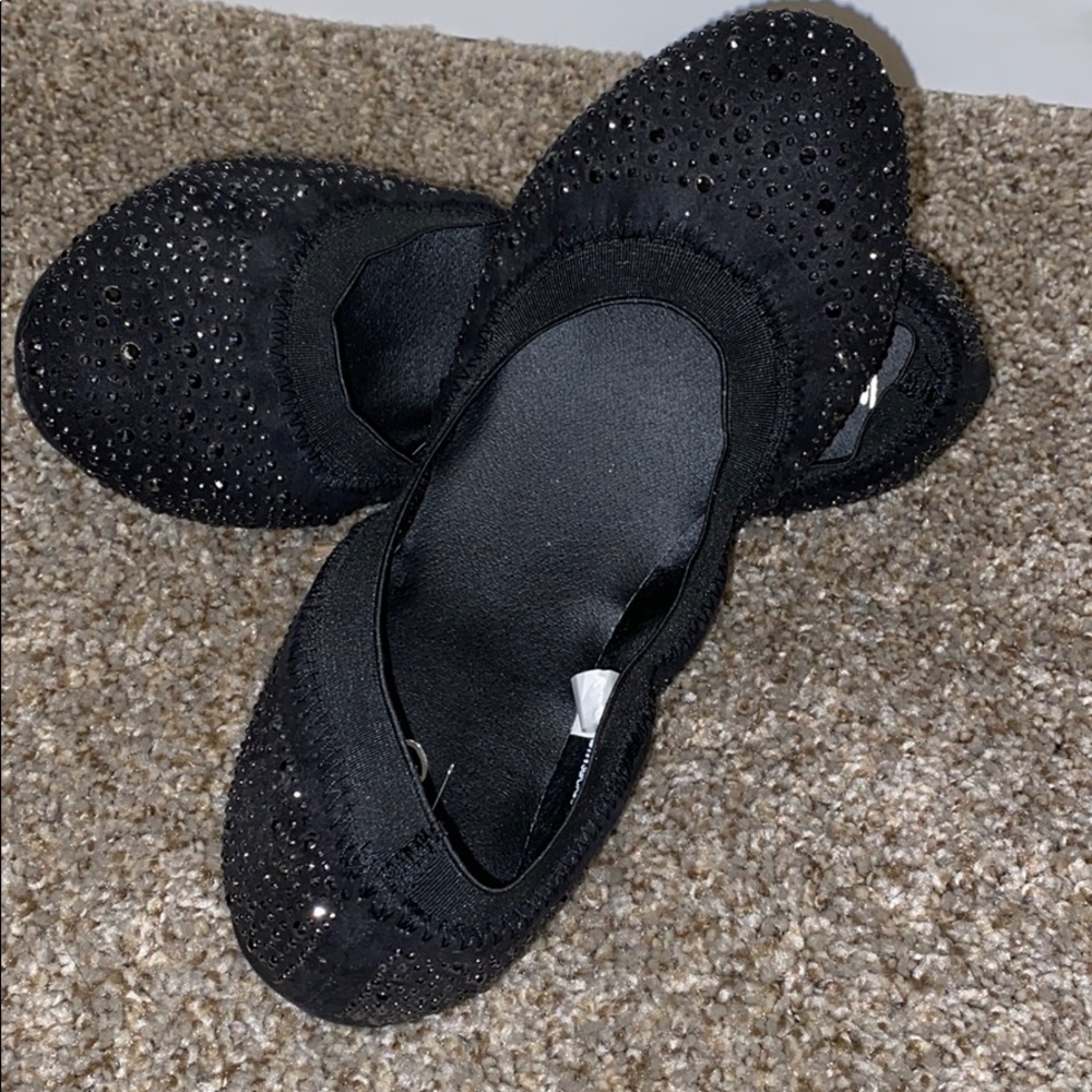Black rhinestone flats